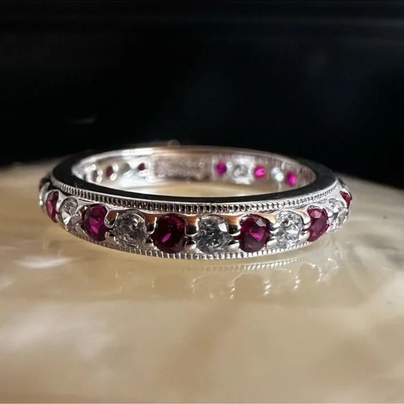Tacori IV Ruby Eternity Band Ring Epiphany Size 6 simulated Diamonique QVC CZ - Picture 2 of 5